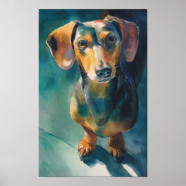 Dachshond aquarelportret poster