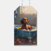 Dachshond badtijd plezier cadeaulabel (Voorkant)