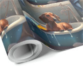 Dachshond badtijd plezier cadeaupapier (Rol Hoek)