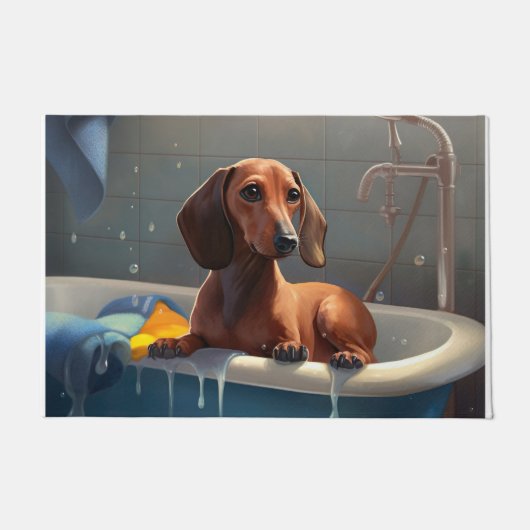 Dachshond badtijd plezier  deurmat (Voorkant)