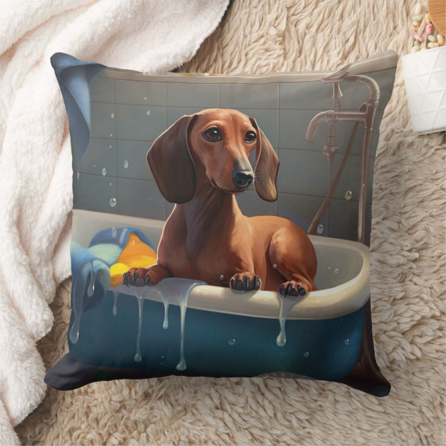 Dachshond badtijd plezier  kussen (Deken)