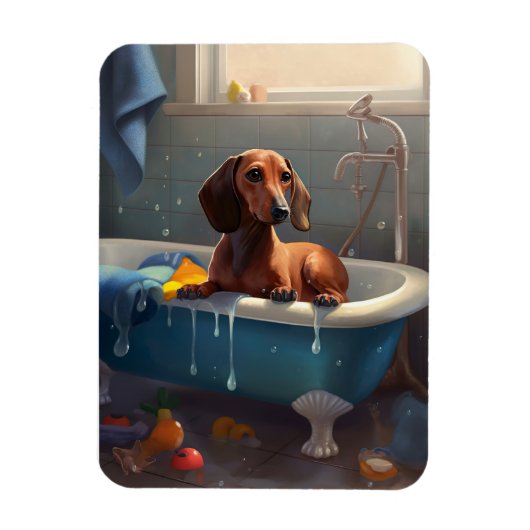 Dachshond badtijd plezier magneet (Verticaal)