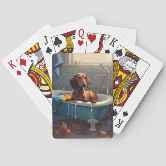 Dachshond badtijd plezier pokerkaarten (Achterkant)