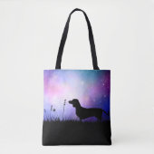 Dachshond bij schemering Maanlandschap Weense Hond Tote Bag (Voorkant)