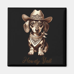 Dachshond Cowboy Schattige Sausage Dog Cowboy Wein Magneet