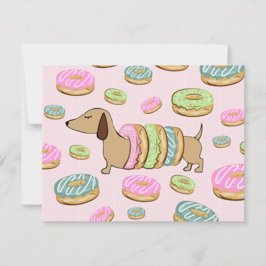 Dachshond & Donuts Feeststickers & Decoratie Kaart (Voorkant)