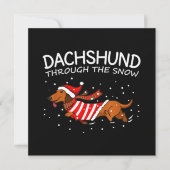 Dachshond Door De Sneeuw Grappige Hond Kerstmis Notitiekaartje (Voorkant)