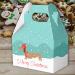 Dachshond door de sneeuw Kerstcadeau doos  Bedankdoosjes<br><div class="desc">Wiener hond en Doxie vakantie plezier.</div>