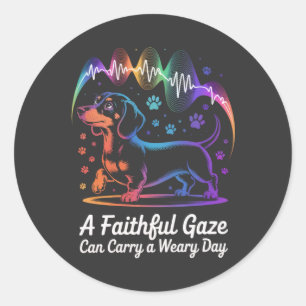 Dachshond Een Trouw Blik Kan Een Vermoeiende Dag D Ronde Sticker