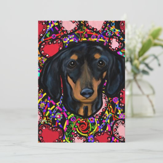 DACHSHOND FEESTDAGENKAART (Staand voorkant)