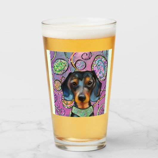DACHSHOND  GLAS (Voorkant gevuld)