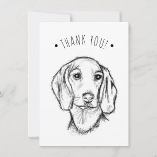 Dachshond handgetekende schets zwart witte puppy h bedankkaart