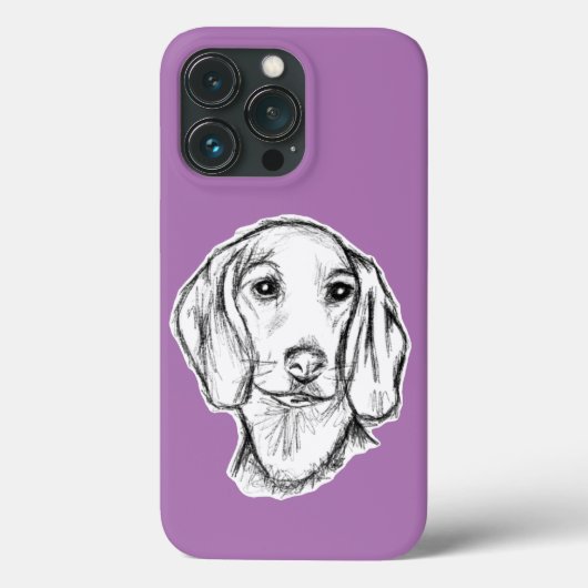 Dachshond handgetekende schets zwart witte puppy h Case-Mate iPhone case (Achterkant)