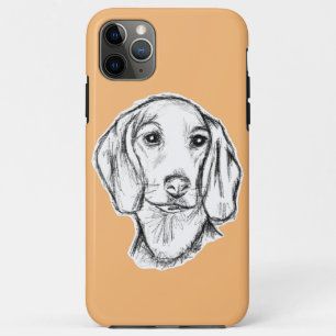 Dachshond handgetekende schets zwart witte puppy h Case-Mate iPhone case