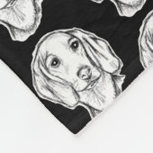 Dachshond handgetekende schets zwart witte puppy h fleece deken (Hoek)