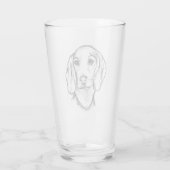Dachshond handgetekende schets zwart witte puppy h glas (Achterkant)