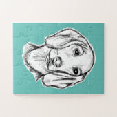 Dachshond handgetekende schets zwart witte puppy h legpuzzel (Horizontaal)