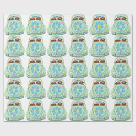 Dachshond Hippies In Hun Bloem Minnende Auto Cadeaupapier