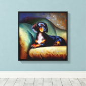 Dachshond Hond Canvas Afdruk (Insitu (Houten vloer))