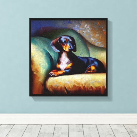 Dachshond Hond Canvas Afdruk (Insitu (Houten vloer))