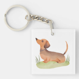 Dachshond Hond | Cute Hond Huisdier Waterverf Sleutelhanger