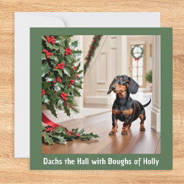 Dachshond Hond Dier Humor Grappig Kerstmis Feestdagenkaart