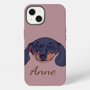 Dachshond hond Portret Aangepaste naam iPhone 13 Hoesje
