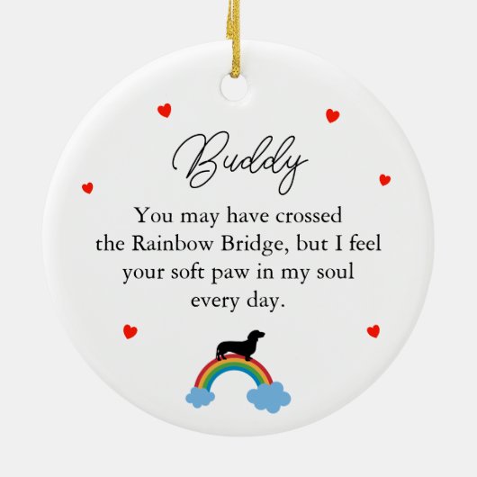 Dachshond Honden Custom Herdenking Keramisch Ornament (Achterkant)