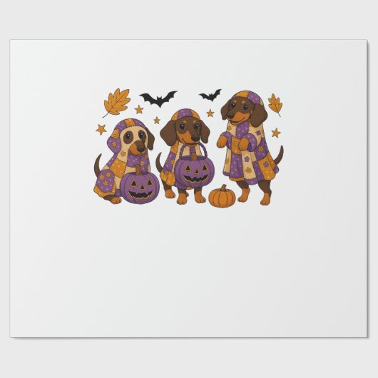 Dachshond Honden Spoken Halloween Cadeaupapier (Vlak)