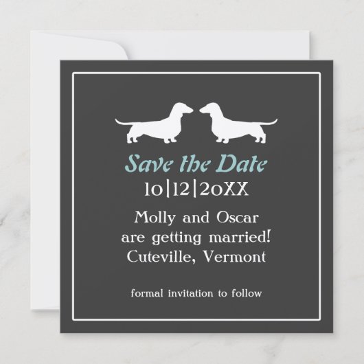Dachshond Honden Trouw Save the Date Uitnodiging (Voorkant)