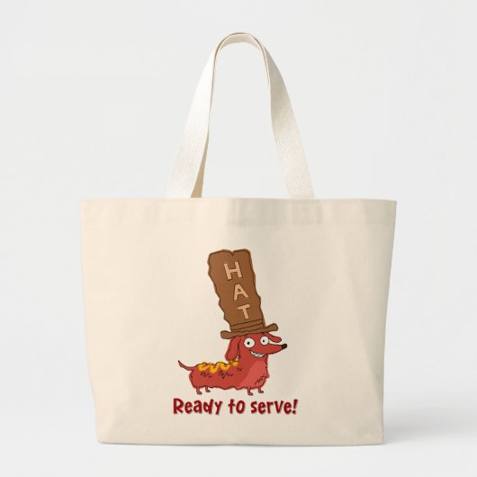 Dachshond Hotdog Grapje Grote Tote Bag (Voorkant)