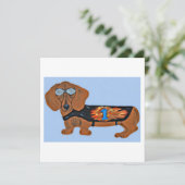 Dachshond in racejas kaart (Staand voorkant)