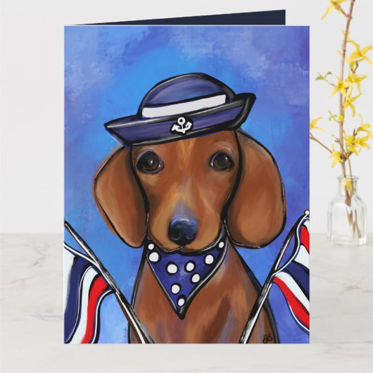 Dachshond    kaart (Gele Bloem)