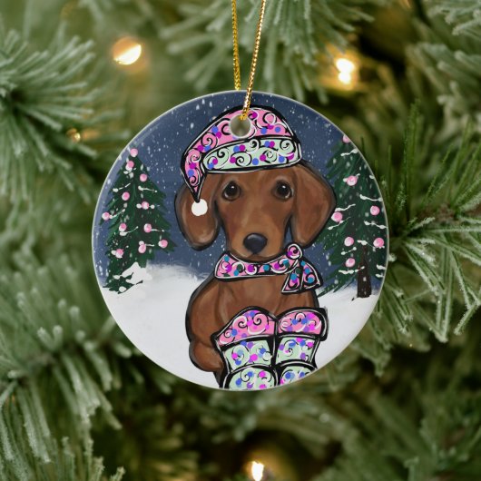 Dachshond Keramisch Ornament (Boom)