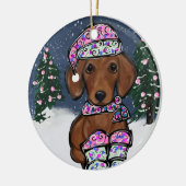 Dachshond Keramisch Ornament (Links)