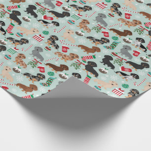 Dachshond Kerst Honden Snoepstokken Mint Patroon Cadeaupapier