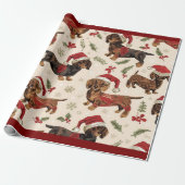 Dachshond kerst inpakpapier (Uitgerold)