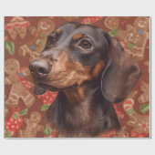 Dachshond kerst inpakpapier (Vlak)