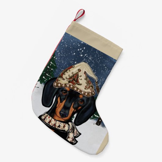 Dachshond Kleine Kerstsok (Voorkant (Hangend))
