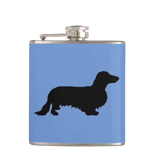Dachshond Lang Haar - Silhouet 1 Heupfles (Voorkant)