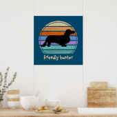 Dachshond Lang Haar - Silhouet 1 Poster (Keuken)
