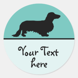 Dachshond Lang Haar - Silhouet 1 Ronde Sticker