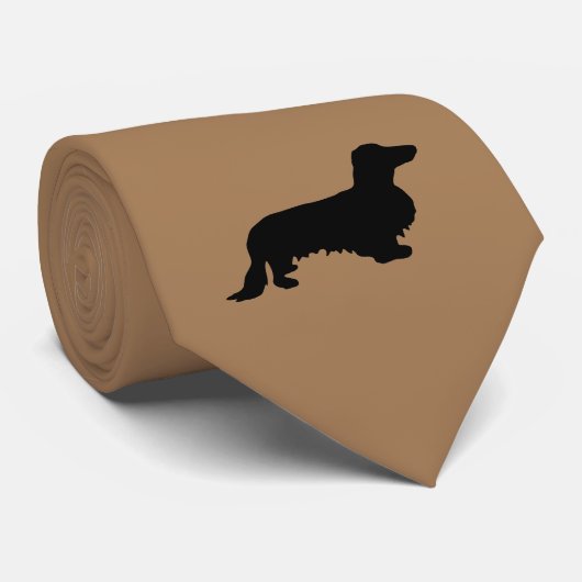 Dachshond Lang Haar - Silhouet 1 Stropdas (Opgerold)