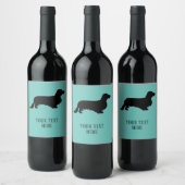Dachshond Lang Haar - Silhouet 1 Wijn Etiket (Flessen)