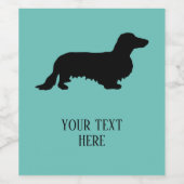Dachshond Lang Haar - Silhouet 1 Wijn Etiket (Enkel label)