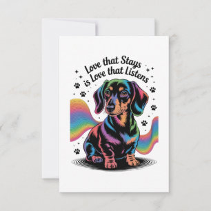 Dachshond liefde die blijft is liefde die luistert bedankkaart
