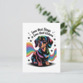 Dachshond liefde die blijft is liefde die luistert briefkaart (Staand voorkant)