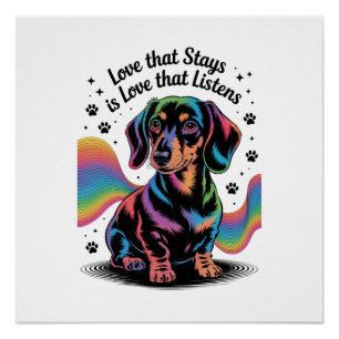 Dachshond liefde die blijft is liefde die luistert perfect poster