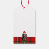 Dachshond met gladde vacht rode geruite Kerstmis Cadeaulabel (Achterkant)