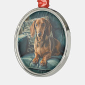 Dachshond Metalen Ornament (Links)